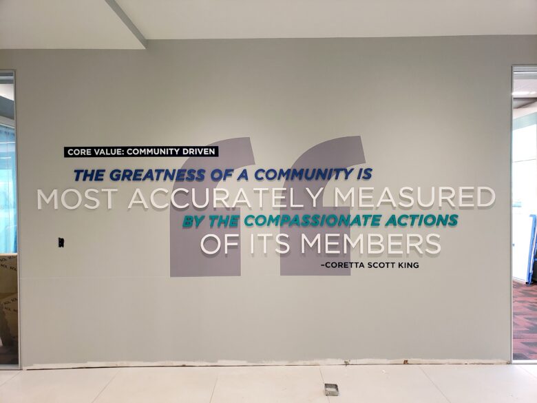 Custom Wall Display/ Company Culture Branding for Fort Sill FCU's New Headquarters