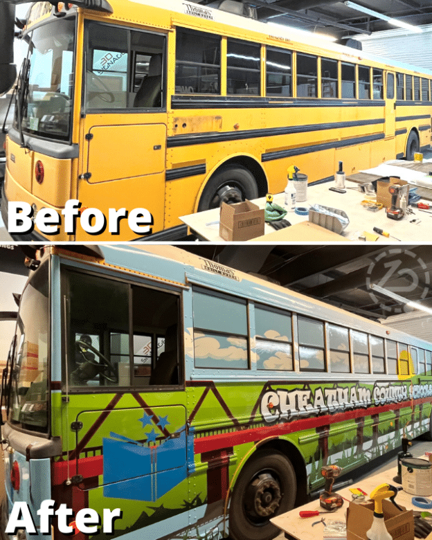 Before and After Book Bus Wrap