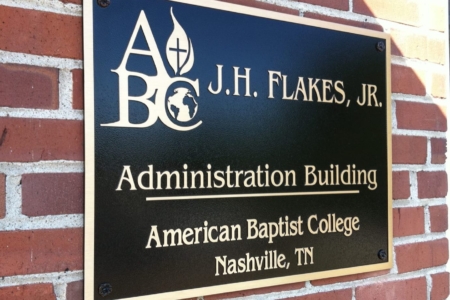 Administration building name plate for door