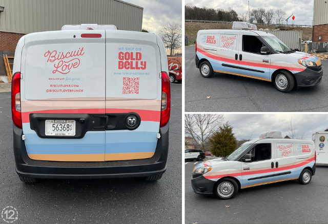 3 Panel Image of Wrapped Van