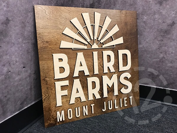 Dimensional wood sign text - Baird Farms