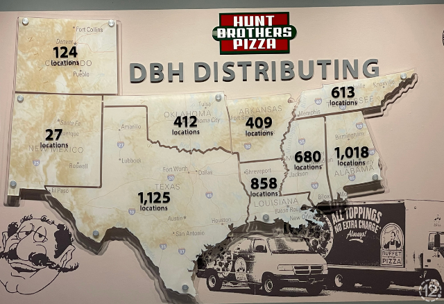 Custom Acrylic Decals for Hunt Brothers Pizza Map Mural