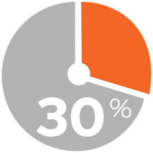 pie chart showing 30%