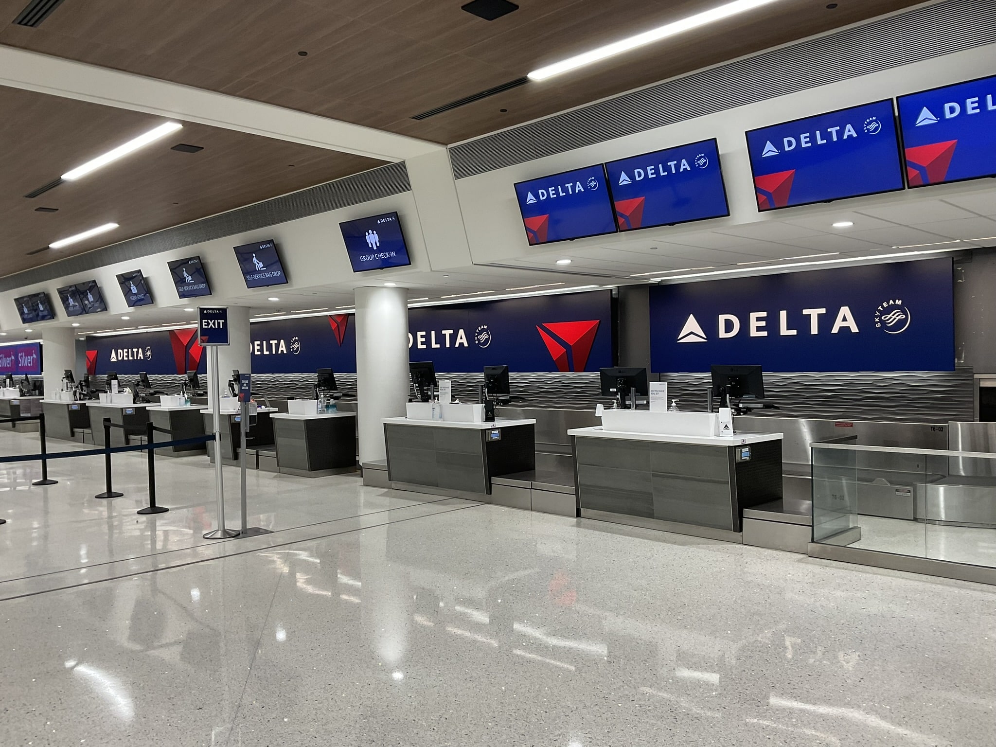 Delta Airlines signs in the airport.